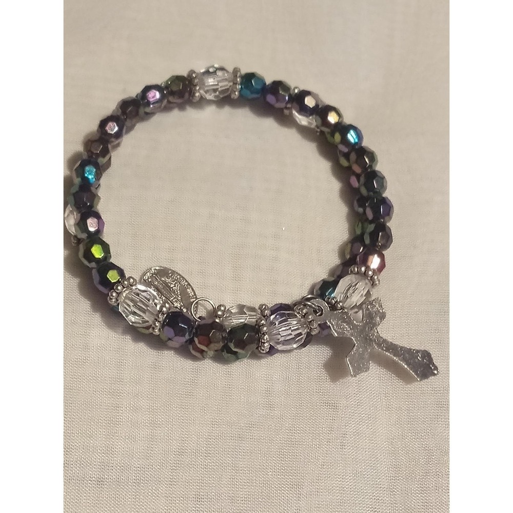 Dark AB Crystal Wrap Rosary Bracelet 8mm beads